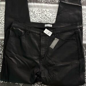 LOFT Sleek Black Skinny Jeans 34/18 leather look coated new years